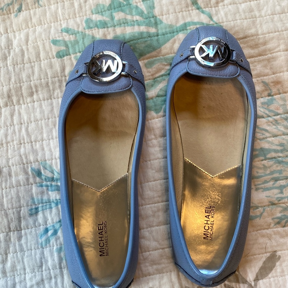 Michael Kors light sky colored Fulton Mocs.  Like new condition